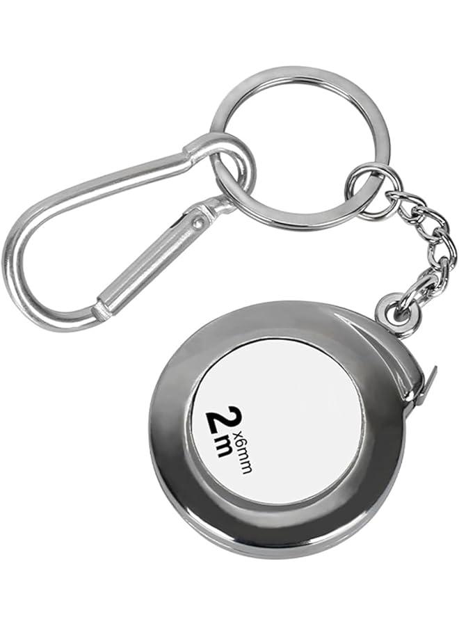 PROMASS مفاتيح قياس الشريط من برومس - شريط قياس ستانلس ستيل 2م مفاتيح قياس شريط متينة - شريط قياس مصغر قابل للسحب للمفاتيح لقياس القماش - Image 1