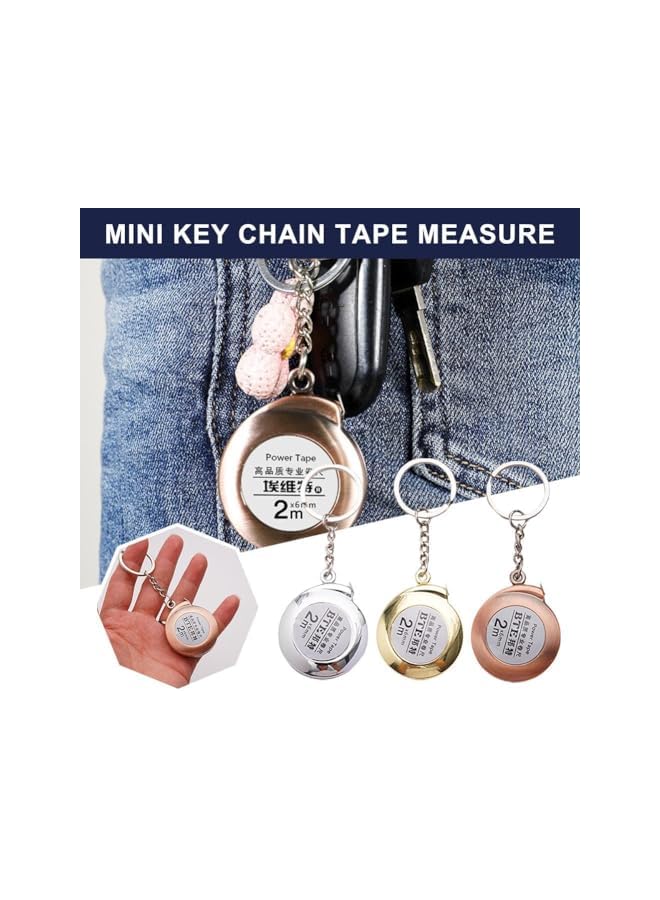 PROMASS مفاتيح قياس الشريط من برومس - شريط قياس ستانلس ستيل 2م مفاتيح قياس شريط متينة - شريط قياس مصغر قابل للسحب للمفاتيح لقياس القماش - Image 5