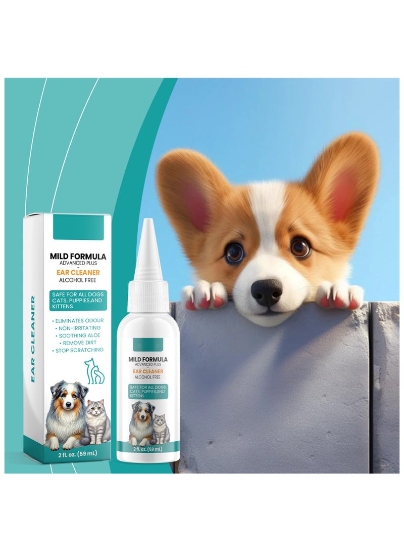 SYOSI Ear Cleanser for Dogs and Cats, Fast alleviate from Infections, Itching and Odors, Safely Removes Debris and Wax, All Natural Gentle Aloe Cat & Dog Cleaning Supplies - Image 1