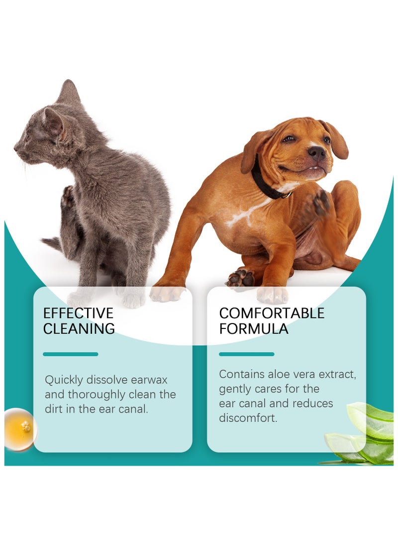 SYOSI Ear Cleanser for Dogs and Cats, Fast alleviate from Infections, Itching and Odors, Safely Removes Debris and Wax, All Natural Gentle Aloe Cat & Dog Cleaning Supplies - Image 2