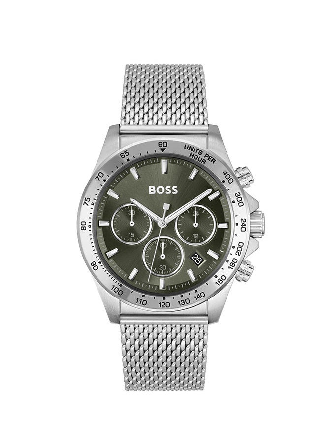 HUGO BOSS ساعة يد رجالية كرونوغراف دائرية الشكل من الستانلس ستيل بقطر 43 ملم  - Image 1