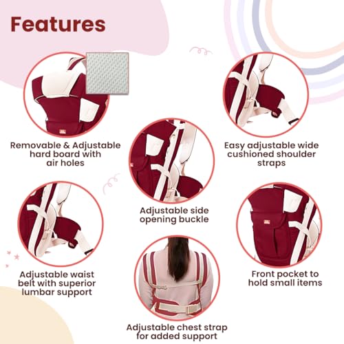 Infantso 4-Way Baby Carrier with 4 Carry Positions, Baby Carrier for 3 to 24 Months, Adjustable Baby Carrying Bag for New-Born to Toddler Carrier, Max Weight Up to 9 Kgs - Image 4