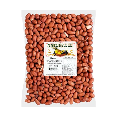 Naturalee فول سوداني ناتورالي خام كامل قشرة حمراء إسبانية 2 رطل غير مملح صحي للقلب عالي البروتين نباتي طبيعي - Image 1