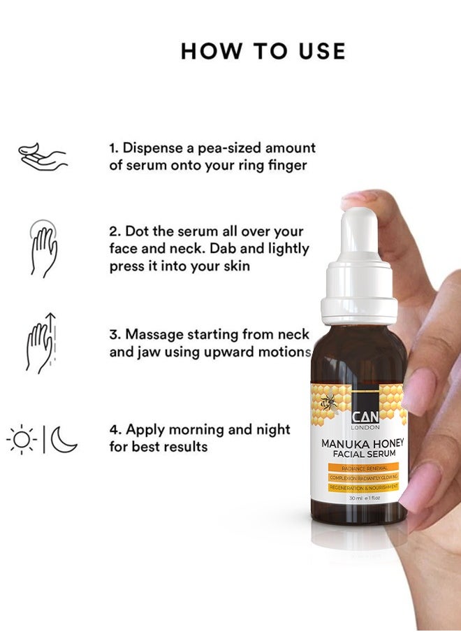 iCan London ican London Manuka Honey Facial Serum Glowing Complexion, nourishment 30ml  - Image 3