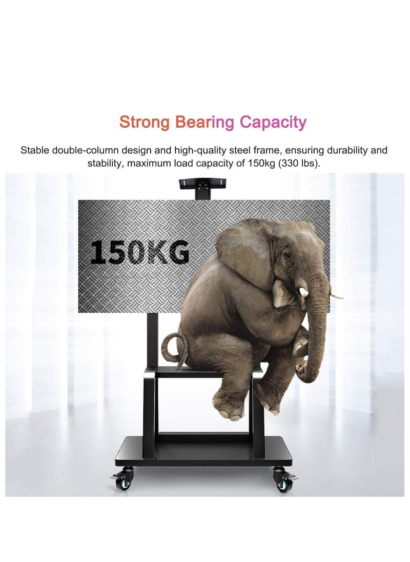 HYX Rolling TV Stand – Mobile Cart for 32-75 Inch LCD/LED TVs, Height Adjustable with Shelf, Fits VESA 600x400mm - Image 5