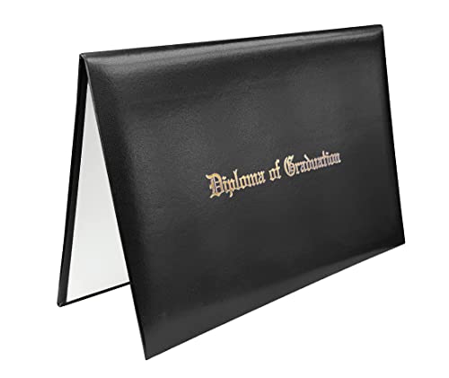 Happy Secret Imprinted Diploma Holder for 8.5"x11" Certificate - Graduation Cover with Smooth Leather, Black, 1 Pack - Image 1