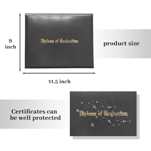 Happy Secret Imprinted Diploma Holder for 8.5"x11" Certificate - Graduation Cover with Smooth Leather, Black, 1 Pack - Image 3