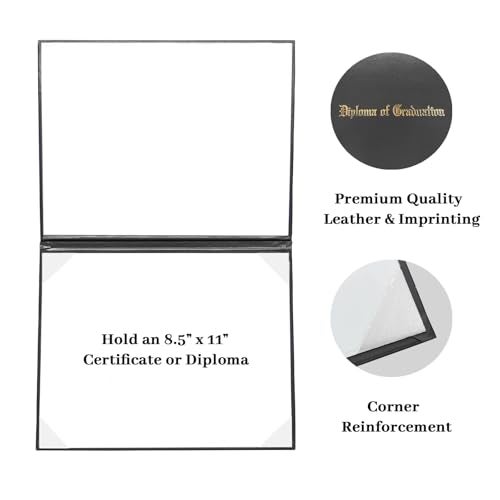Happy Secret Imprinted Diploma Holder for 8.5"x11" Certificate - Graduation Cover with Smooth Leather, Black, 1 Pack - Image 2