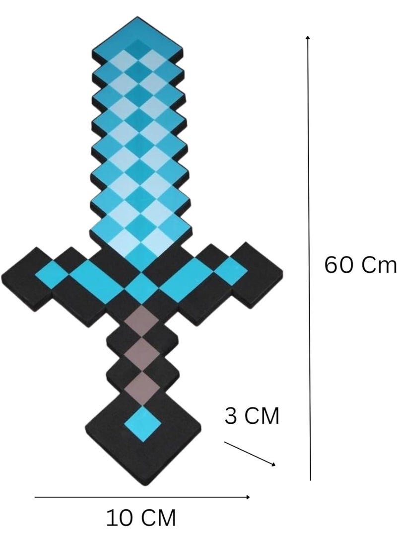 REZZOSS Blue Foam Sword Toy for Kids – Soft Safe Foam Weapons for Kids | Minecraft-Style Pixel Battle Toys for Boys | Lightweight Pretend Play Sword Axe Shovel for Children | Perfect Birthday Gift for Game Fans - Image 3