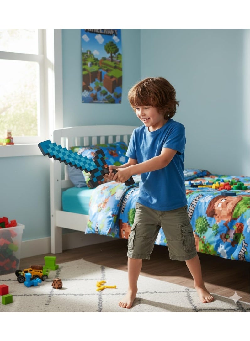 REZZOSS Blue Foam Sword Toy for Kids – Soft Safe Foam Weapons for Kids | Minecraft-Style Pixel Battle Toys for Boys | Lightweight Pretend Play Sword Axe Shovel for Children | Perfect Birthday Gift for Game Fans - Image 4