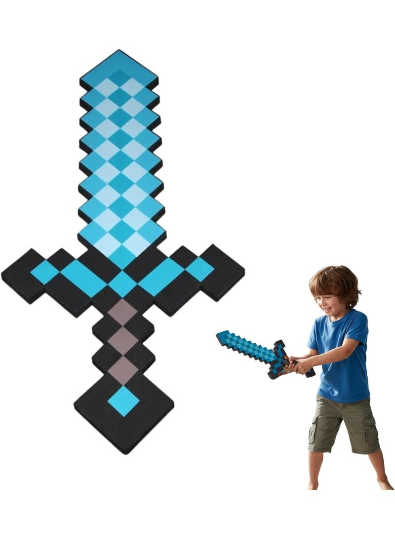 REZZOSS Blue Foam Sword Toy for Kids – Soft Safe Foam Weapons for Kids | Minecraft-Style Pixel Battle Toys for Boys | Lightweight Pretend Play Sword Axe Shovel for Children | Perfect Birthday Gift for Game Fans - Image 1