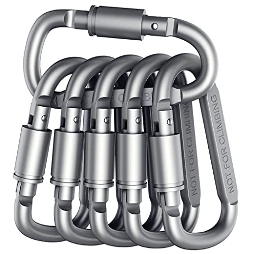 Proberos® 6pcs Carabiner Clip for Bicycle, 3.1" Aluminum D-Ring Keychain Chain Lock for Outdoor, Camping, Hiking, Fishing, Home RV, Travel, Spring-Loaded Gate Hook, Keychain Hook - Image 1