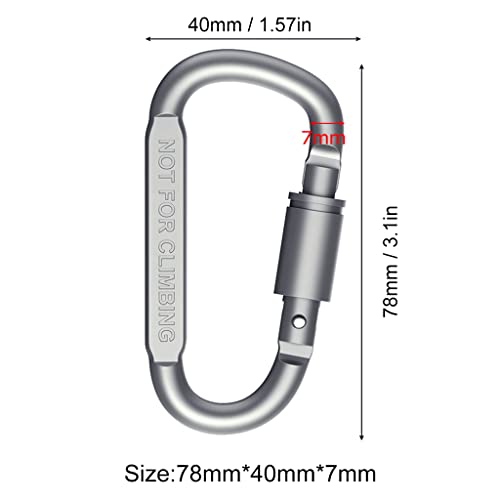 Proberos® 6pcs Carabiner Clip for Bicycle, 3.1" Aluminum D-Ring Keychain Chain Lock for Outdoor, Camping, Hiking, Fishing, Home RV, Travel, Spring-Loaded Gate Hook, Keychain Hook - Image 2