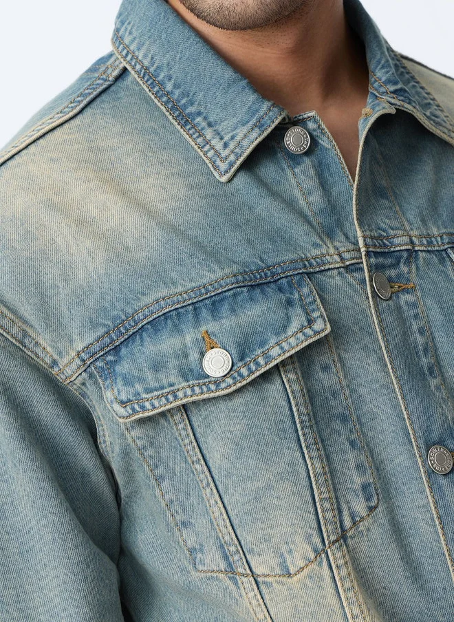 The Souled Store  The Souled Store Men Regular Fit Denim Blue Jacket  | Best Price UAE