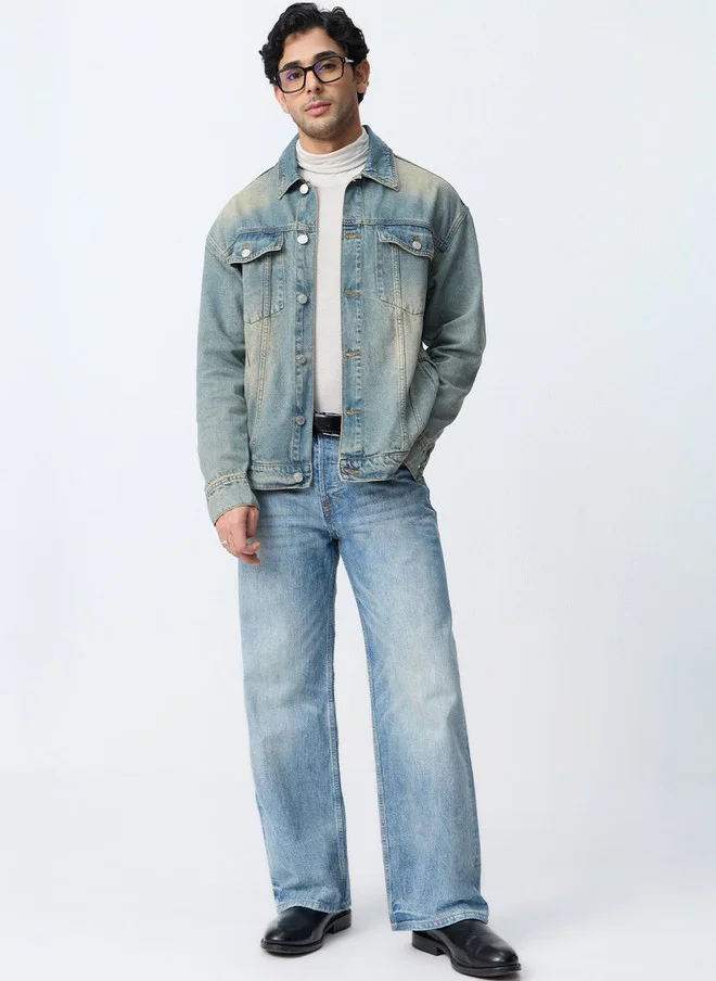 The Souled Store  The Souled Store Men Regular Fit Denim Blue Jacket  | Best Price UAE