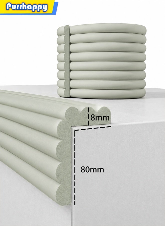 Purrhappy 2/8M Baby Proofing Foam Edge Safety Strip, Self Adhesive 8mm Thickened Ultra Soft Sponge Anti-Collision Bumper Strip, Pre-Taped Self Adhesive W-Type Edge & Corner Protector, Shock Absorbing Anti-Bump Edge Guard for Table Furniture Glass Table Fireplace Wall Chair Desk, Grey - Image 1