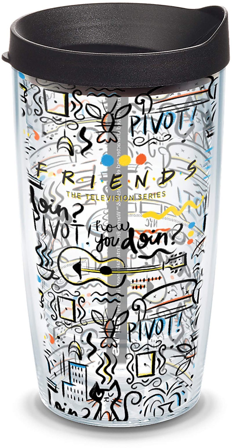 Tervis Friends Pattern Made in USA Double Walled Insulated Tumbler Travel Cup Keeps Drinks Cold  Hot 16oz Classic