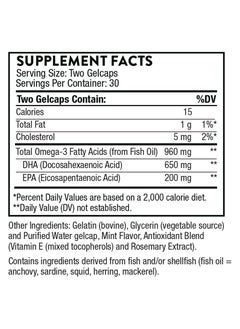 Thorne Prenatal DHA - 650 mg DHA And 200 mg Of EPA Dietary Supplement, 60 Gelcaps  - Image 2