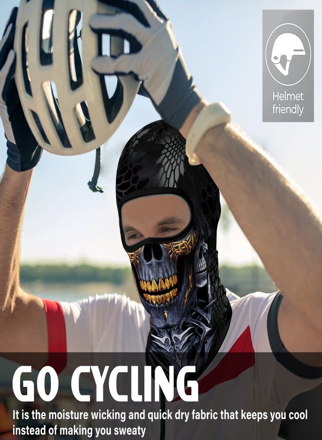أوباكل قناع وجه أوباكل بالاكلافا للرجال والنساء للتزلج والصيد وركوب الدراجات (جمجمة وأسنان ذهبية) - Image 5