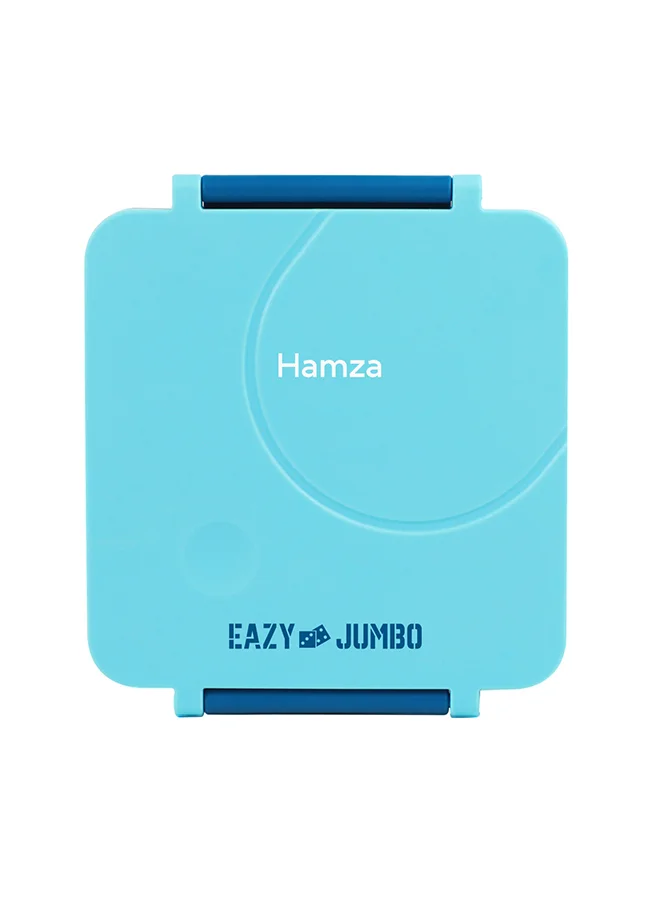 Eazy Kids Eazy Kids - Personalized 3 / 4 Jumbo Lunch Box w / Bowl, Spoon & Fork - Blue