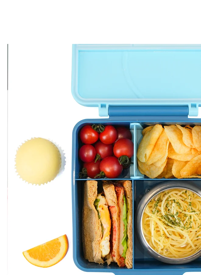 Eazy Kids Eazy Kids - Personalized 3 / 4 Jumbo Lunch Box w / Bowl, Spoon & Fork - Blue