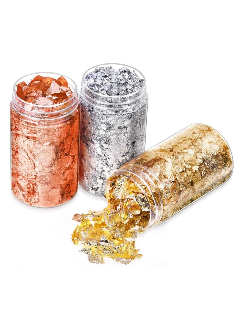 Generic Gold Foil Flakes for Resin,Imitation Gold Foil Flakes Metallic Leaf for Nails, Painting, Crafts and Resin Jewelry Making,acrylic paint (Gold,Silver,Copper Colors)  - Image 1