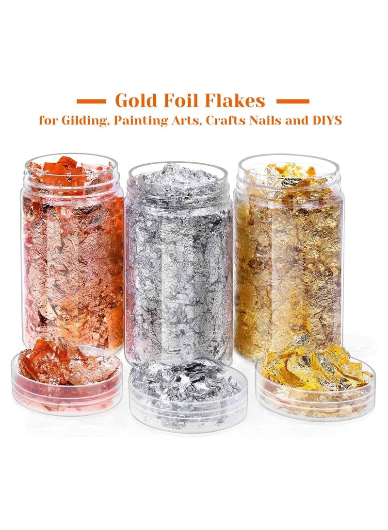 Generic Gold Foil Flakes for Resin,Imitation Gold Foil Flakes Metallic Leaf for Nails, Painting, Crafts and Resin Jewelry Making,acrylic paint (Gold,Silver,Copper Colors)  - Image 2