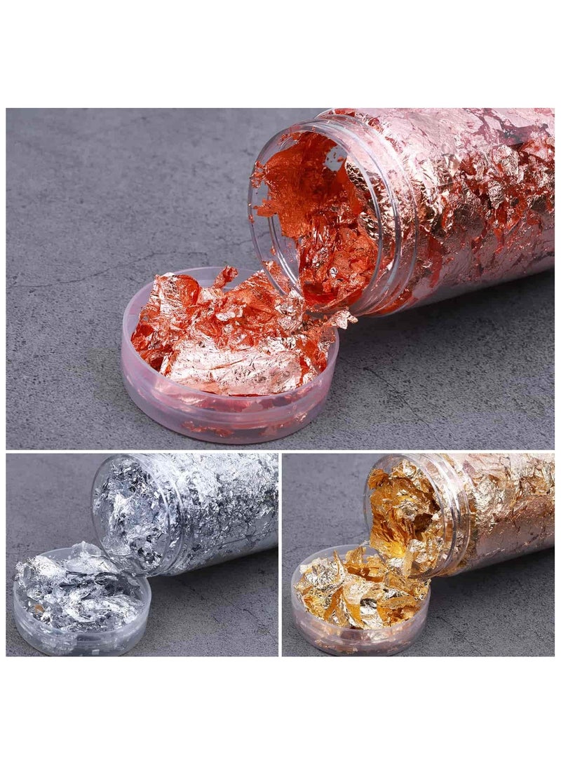 Generic Gold Foil Flakes for Resin,Imitation Gold Foil Flakes Metallic Leaf for Nails, Painting, Crafts and Resin Jewelry Making,acrylic paint (Gold,Silver,Copper Colors)  - Image 3