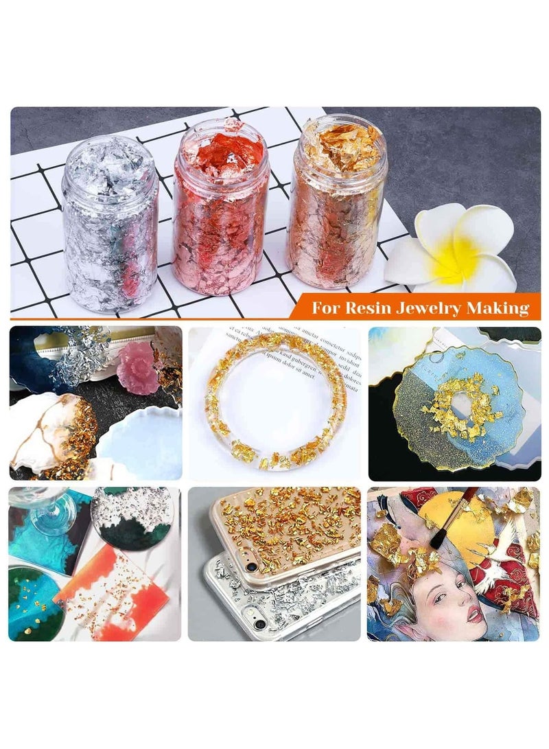 Generic Gold Foil Flakes for Resin,Imitation Gold Foil Flakes Metallic Leaf for Nails, Painting, Crafts and Resin Jewelry Making,acrylic paint (Gold,Silver,Copper Colors)  - Image 4