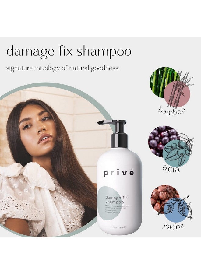 PRIVE Privé Damage Fix Shampoo Repair And Strengthen Damaged Dull Or Over Processed Hair From Within Natural Ingredients Vegan Crueltyfree Colorsafe Shampoo 12Oz - Image 4