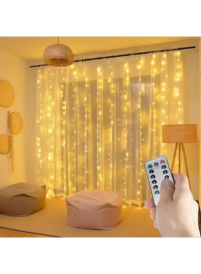HYH LED Curtain String Lights 3x3M, USB Powered with Remote & Hooks, Fairy Lights for Bedroom, Party & Live Background Decor - Image 2