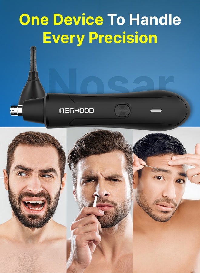MENHOOD Rechargeable Nose Trimmer | Gentle Nose and Ear Hair Trimming | Fully Washable | 300 Minute Runtime | 360° Dual Trim | Precision Style Head | Eyebrow Styling | 9000 RPM Power | Type-C Charging - Image 1