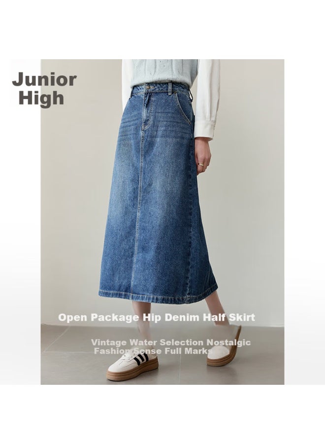 First Application Chushen Spring And Autumn Women's High Waist Fashion Split Mid-length A-line Hip-hugging Skirt S51b008 L - Image 1