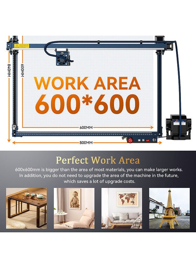 S30 Ultra-33W Laser Engraving Machine 600x600mm Engraving Area Automatic Air Assist Replaceable Lens Eye Protection Includes Laser Repair Kit Air Assist M8 Main Board