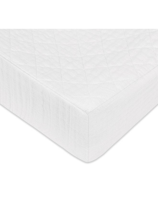 Babyletto 100% Quilted Organic Cotton Changing Pad Cover, GOTS-Certified, Fitted 360°, Ultra-Soft and Breathable Muslin - Plain White - Image 5