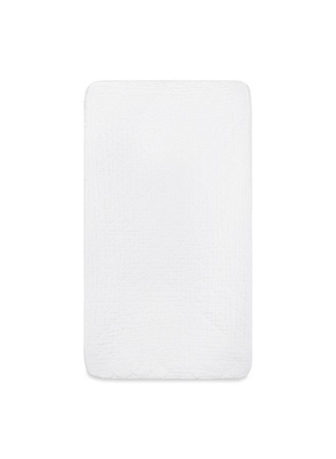 Babyletto 100% Quilted Organic Cotton Changing Pad Cover, GOTS-Certified, Fitted 360°, Ultra-Soft and Breathable Muslin - Plain White - Image 3