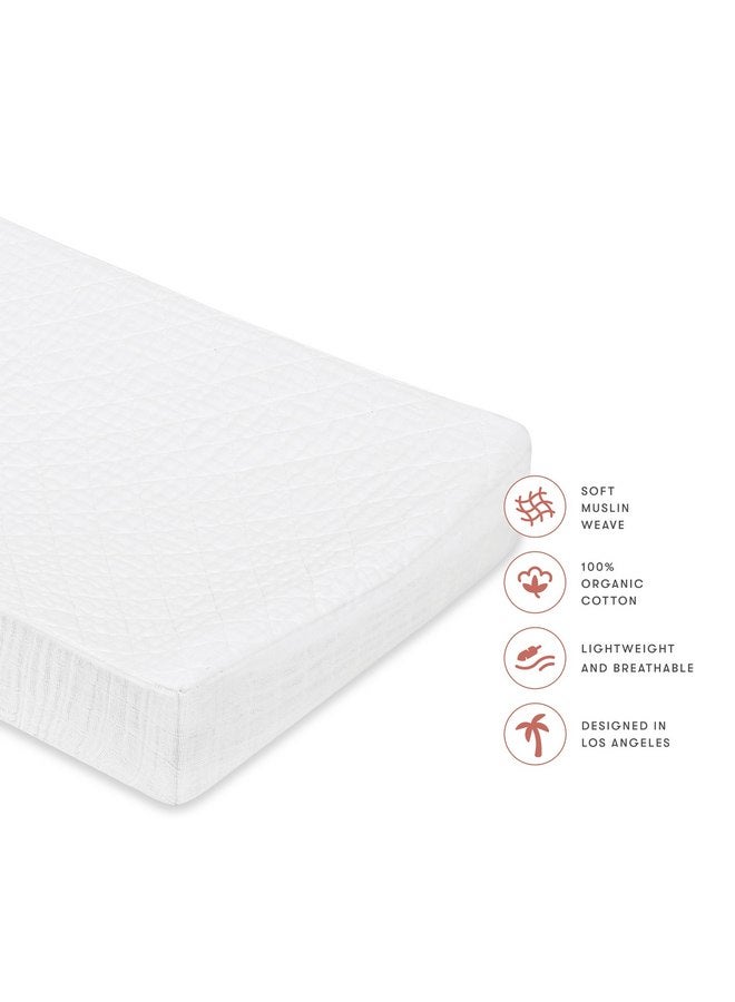 Babyletto 100% Quilted Organic Cotton Changing Pad Cover, GOTS-Certified, Fitted 360°, Ultra-Soft and Breathable Muslin - Plain White - Image 2