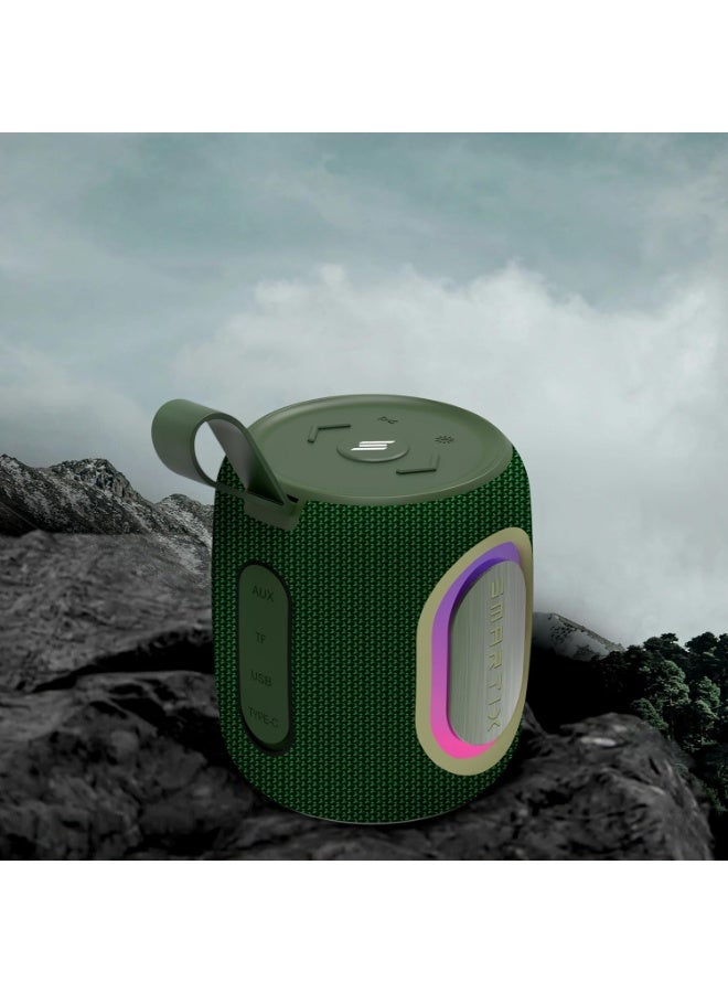 Smartix SoundPod Up Portable Bluetooth Speaker, IPX5 Water Resistant, 10 Meters Transmission, Bluetooth V5.3, Dual Pairing, RGB Light, Support SD Card, AUX, FM Radio (Fabric RGB, Green) - Image 3