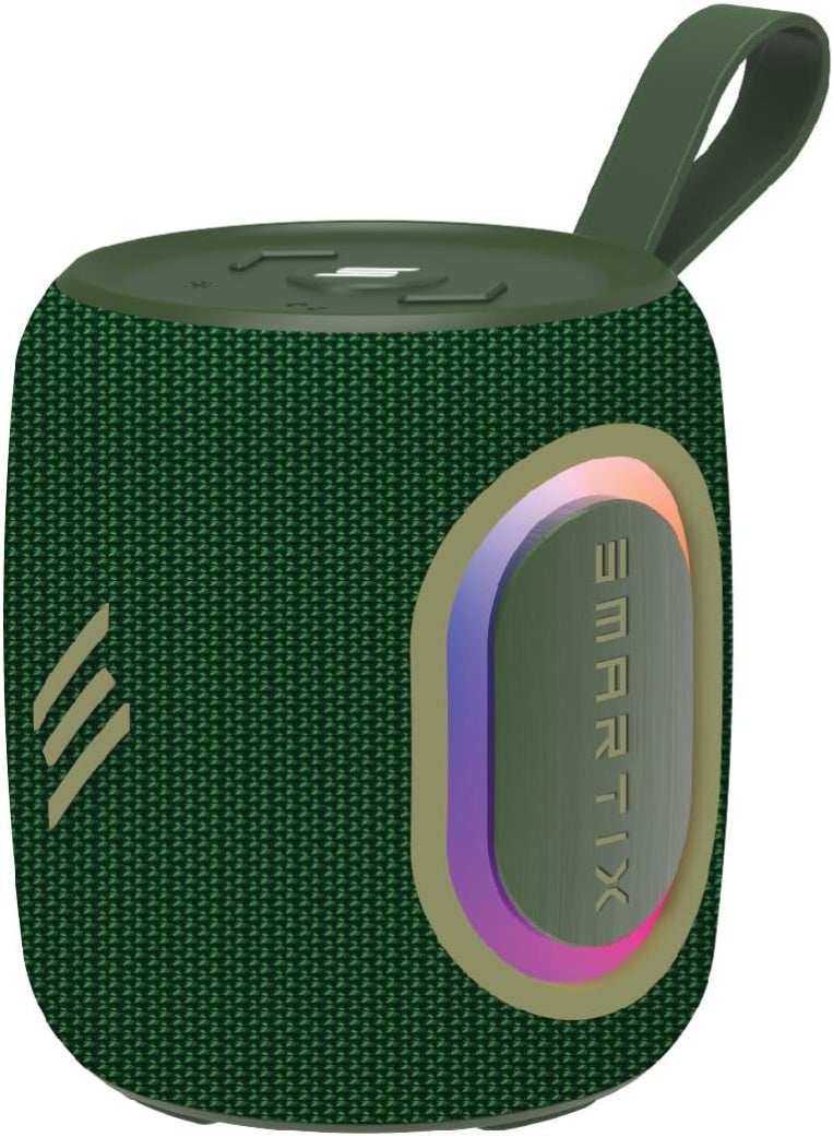 Smartix SoundPod Up Portable Bluetooth Speaker, IPX5 Water Resistant, 10 Meters Transmission, Bluetooth V5.3, Dual Pairing, RGB Light, Support SD Card, AUX, FM Radio (Fabric RGB, Green) - Image 1