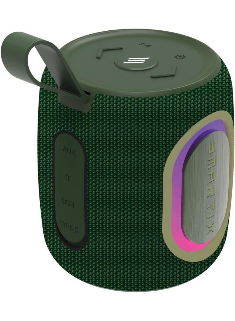 Smartix SoundPod Up Portable Bluetooth Speaker, IPX5 Water Resistant, 10 Meters Transmission, Bluetooth V5.3, Dual Pairing, RGB Light, Support SD Card, AUX, FM Radio (Fabric RGB, Green) - Image 2