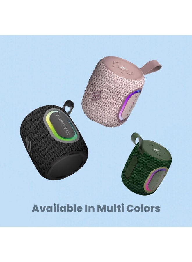 Smartix SoundPod Up Portable Bluetooth Speaker, IPX5 Water Resistant, 10 Meters Transmission, Bluetooth V5.3, Dual Pairing, RGB Light, Support SD Card, AUX, FM Radio (Fabric RGB, Green) - Image 4
