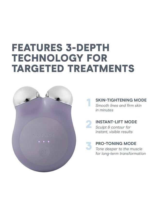 Nuface MINI+ Microcurrent Facial Device Kit - FDA Cleared Face Sculpting & Skin Tightening Device to Contour, Lift & Tone + Microcurrent Gel Activator, Silk Crème & Applicator Brush - Violet Dusk - Image 2