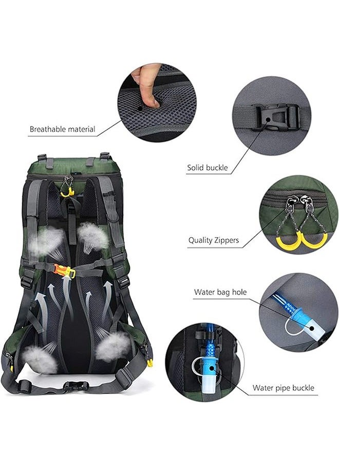 weikani - Large Capacity 60L Outdoor Hiking and Camping Multifunctional Mountaineering Bag with Rain Cover - Green - Image 1