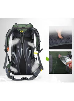 weikani Large Capacity 60L Outdoor Hiking and Camping Multifunctional Mountaineering Bag with Rain Cover - Green  - Image 5