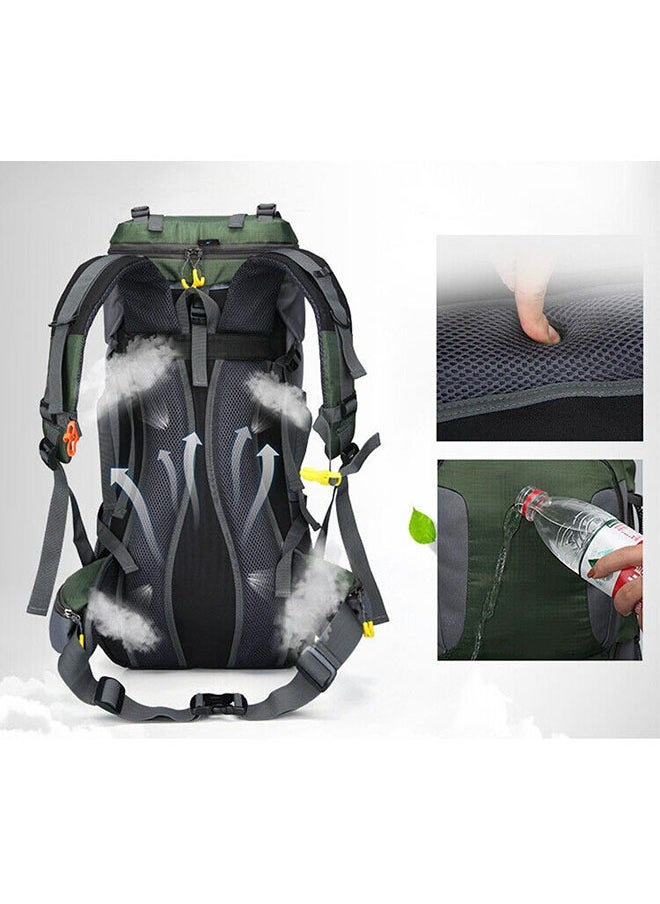 weikani - Large Capacity 60L Outdoor Hiking and Camping Multifunctional Mountaineering Bag with Rain Cover - Green - Image 1