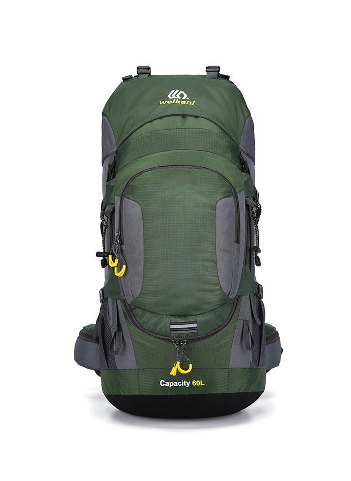 weikani - Large Capacity 60L Outdoor Hiking and Camping Multifunctional Mountaineering Bag with Rain Cover - Green - Image 1