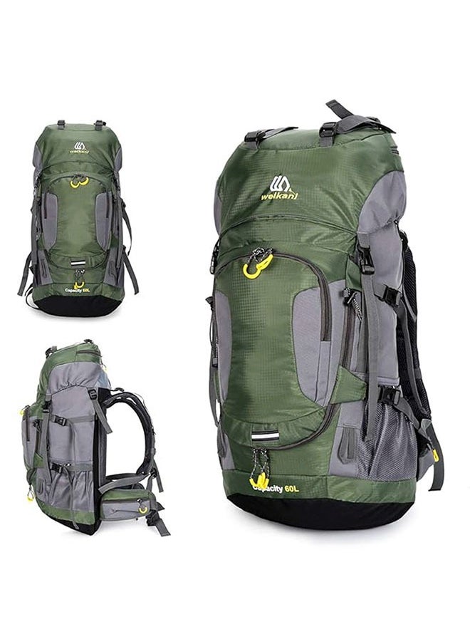 weikani - Large Capacity 60L Outdoor Hiking and Camping Multifunctional Mountaineering Bag with Rain Cover - Green - Image 1