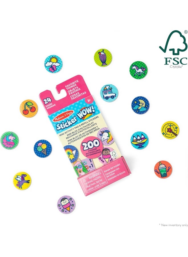 Melissa & Doug Sticker WOW! Mini Activity Pad with Refill Stickers - Favorite Things – 100+ Stickers & 12 Mini Pages – Compact Mess-Free Sticker Play for Kids – Ages 3+ | MD50296 - Image 3