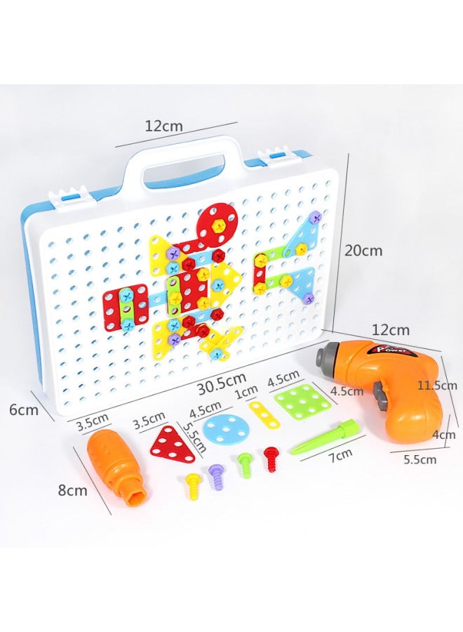 Children's Electric Drill Nut Disassembly And Assembly Pairing Combination Three-dimensional Jigsaw Puzzle Tool Table Hands-on Screw Educational Toys-Color:Screw Puzzle Building Blocks 3D (including Electric Drill) - Image 5
