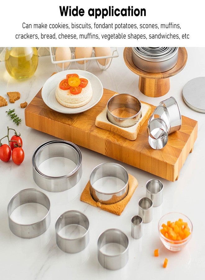 Dpofirs 14 Pcs Cake for Baking, Food Sets for Cooking Stainless Steel Cake Rings Forming Rings, Bakeware Round Cake Pans, Kitchen Gifts - Image 3
